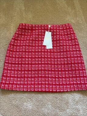 Lilly Pulitzer Kels Boucle Cranberry Red Tweed Mini Skirt